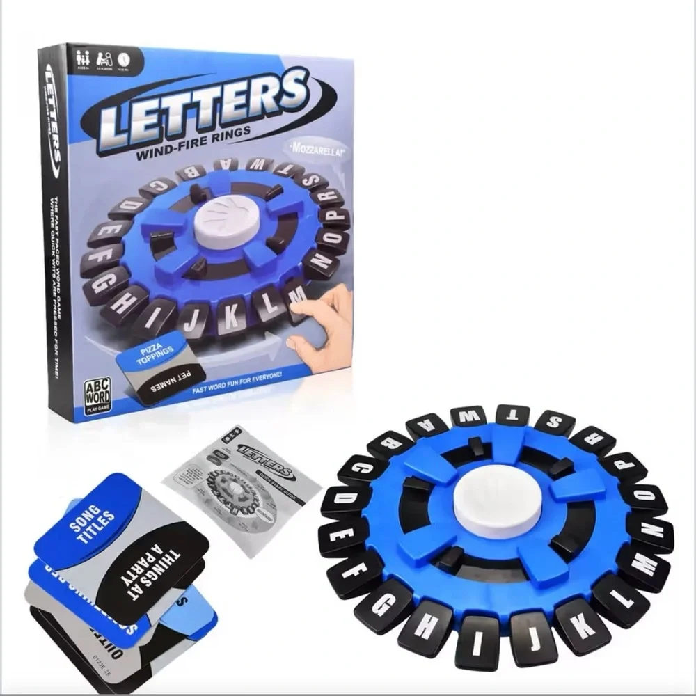 🆕-Letters Wind-Fire Rings Family Board Game.